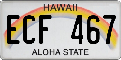 HI license plate ECF467