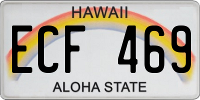 HI license plate ECF469