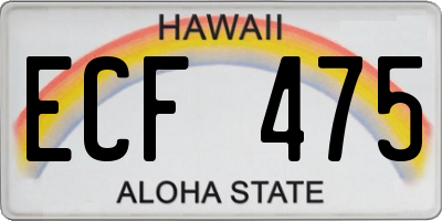 HI license plate ECF475