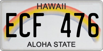 HI license plate ECF476