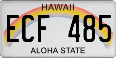 HI license plate ECF485