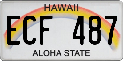 HI license plate ECF487