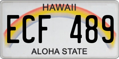 HI license plate ECF489