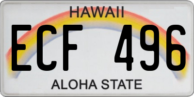 HI license plate ECF496