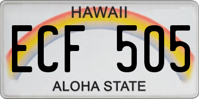 HI license plate ECF505