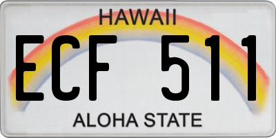 HI license plate ECF511