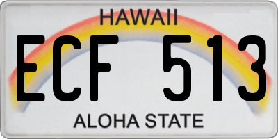 HI license plate ECF513