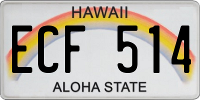 HI license plate ECF514