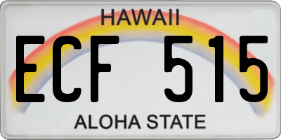 HI license plate ECF515