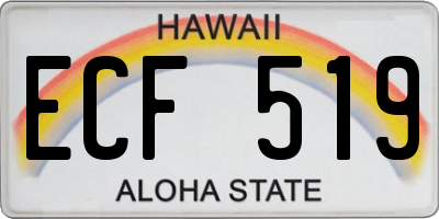 HI license plate ECF519