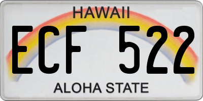 HI license plate ECF522