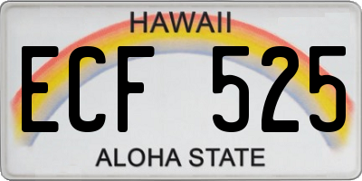 HI license plate ECF525