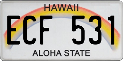 HI license plate ECF531