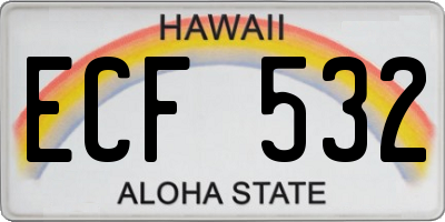 HI license plate ECF532