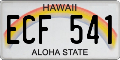 HI license plate ECF541