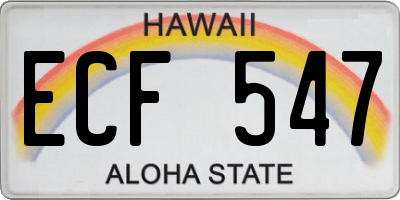 HI license plate ECF547