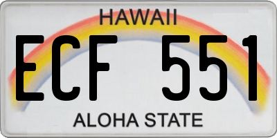 HI license plate ECF551
