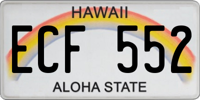 HI license plate ECF552