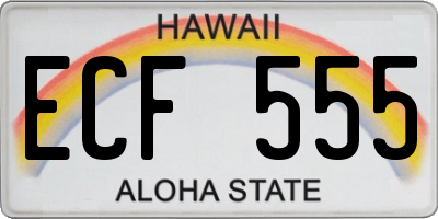 HI license plate ECF555