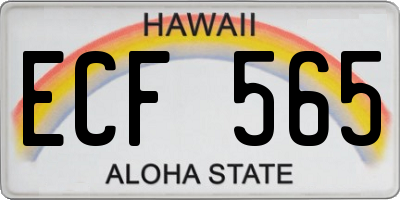 HI license plate ECF565