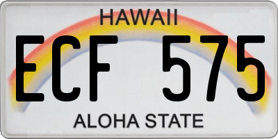 HI license plate ECF575