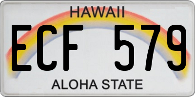 HI license plate ECF579