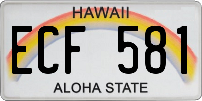 HI license plate ECF581