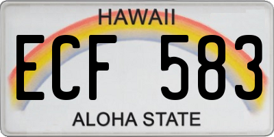 HI license plate ECF583