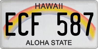 HI license plate ECF587