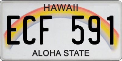 HI license plate ECF591