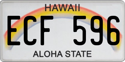 HI license plate ECF596