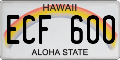 HI license plate ECF600