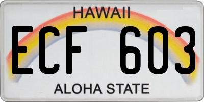 HI license plate ECF603