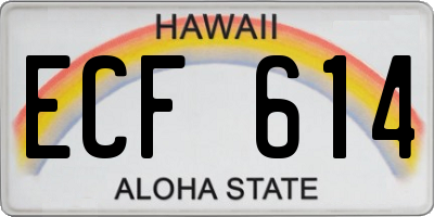 HI license plate ECF614