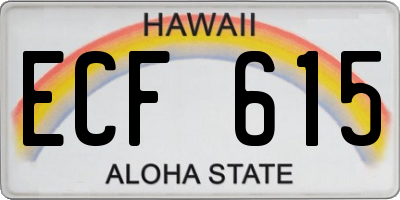 HI license plate ECF615