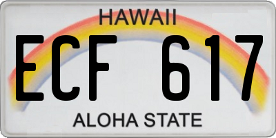 HI license plate ECF617