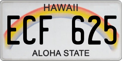 HI license plate ECF625