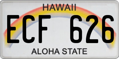 HI license plate ECF626