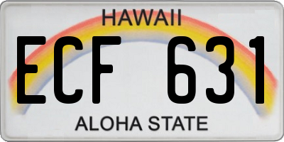 HI license plate ECF631