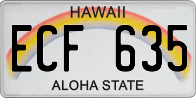 HI license plate ECF635