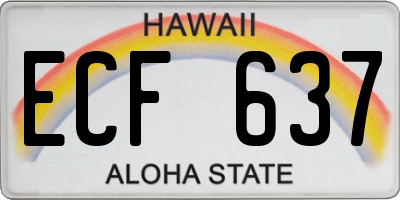 HI license plate ECF637