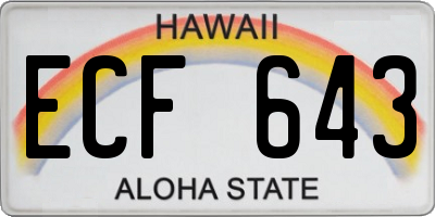 HI license plate ECF643