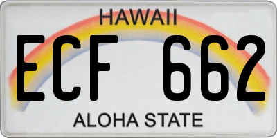 HI license plate ECF662