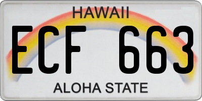 HI license plate ECF663