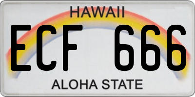 HI license plate ECF666