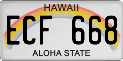 HI license plate ECF668