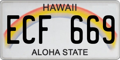HI license plate ECF669