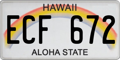 HI license plate ECF672