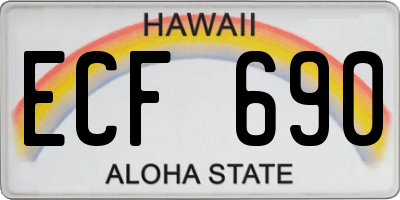HI license plate ECF690