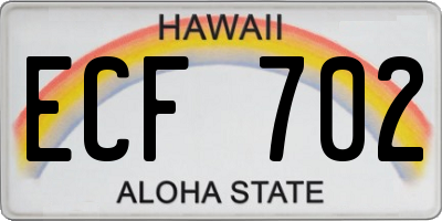 HI license plate ECF702